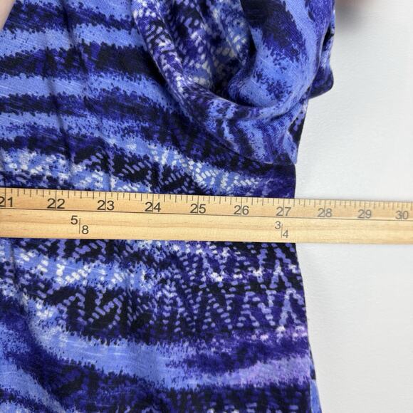 Catherines Tunic Top Women 2X Blue Printed 3/4 Sleeve Blouse Mature Career Flowy - Picture 6 of 7